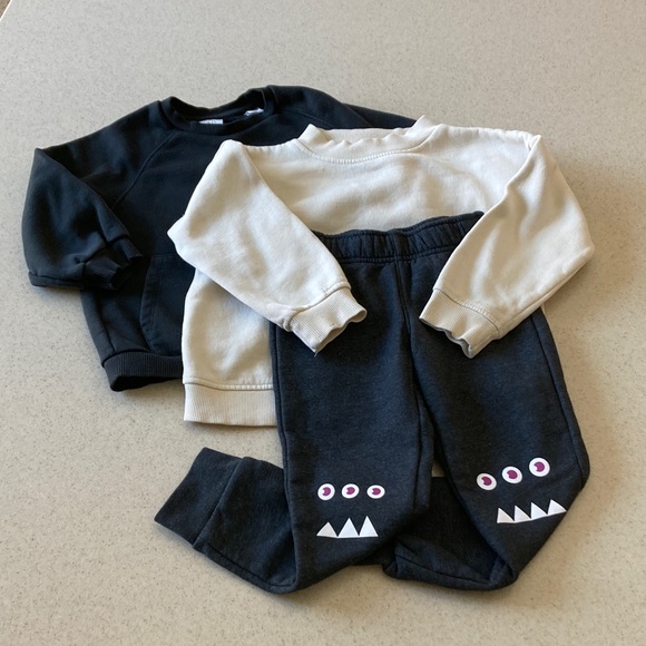 Zara/Cat&Jack Other - Playful Monster Pant w/2 Sweatshirts Kids Bundle Size 3/4/5 -  Zara/Cat&Jack